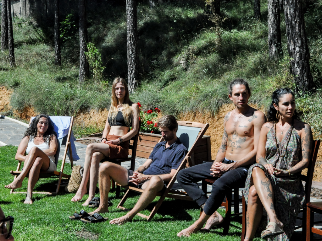 Group of participants in an integration circle during an Ayahuasca Retreat in Spain by MasterPlan